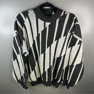 Vintage Made in Italy Wool Pullover Sweater White Grey Size Mens Large